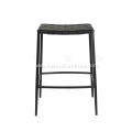 Saddle leather carbon steel black bar stool